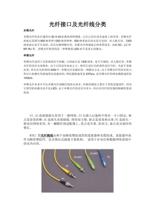 光纤接口及光纤线分类