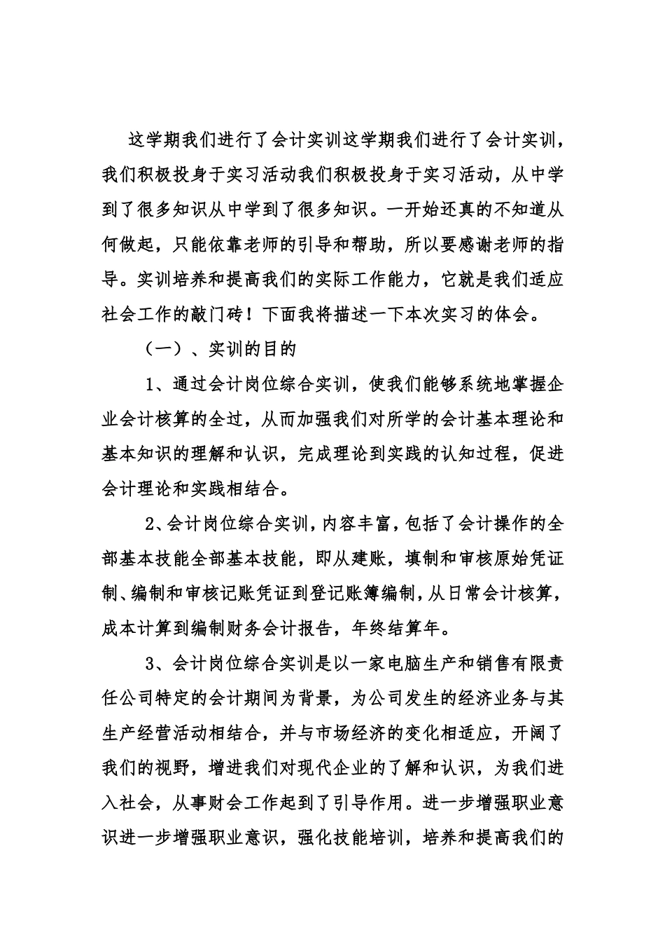 会计岗位综合实训报告_第2页