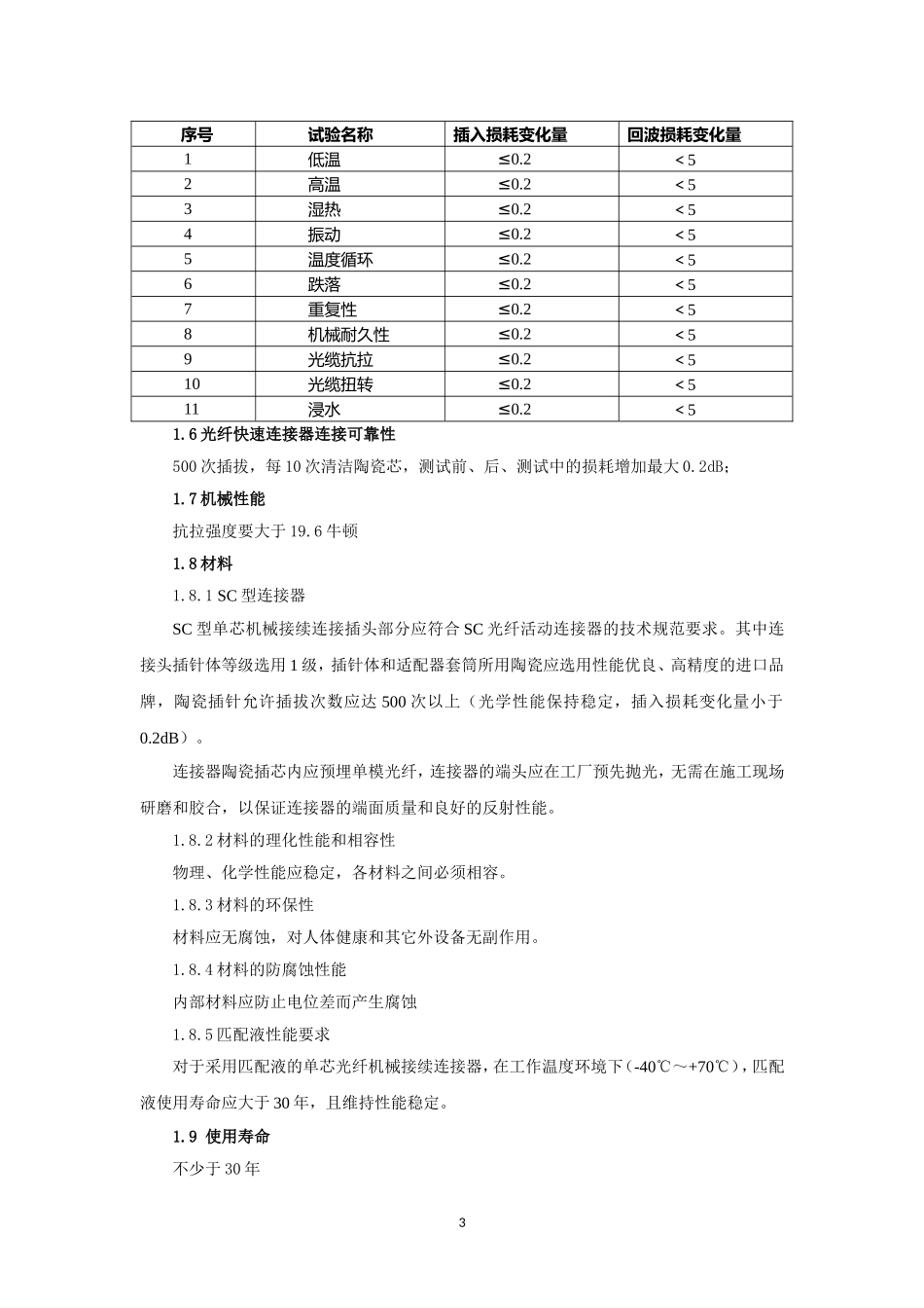 光纤快速连接器技术规范书_第3页