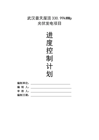光伏发电项目进度控制计划