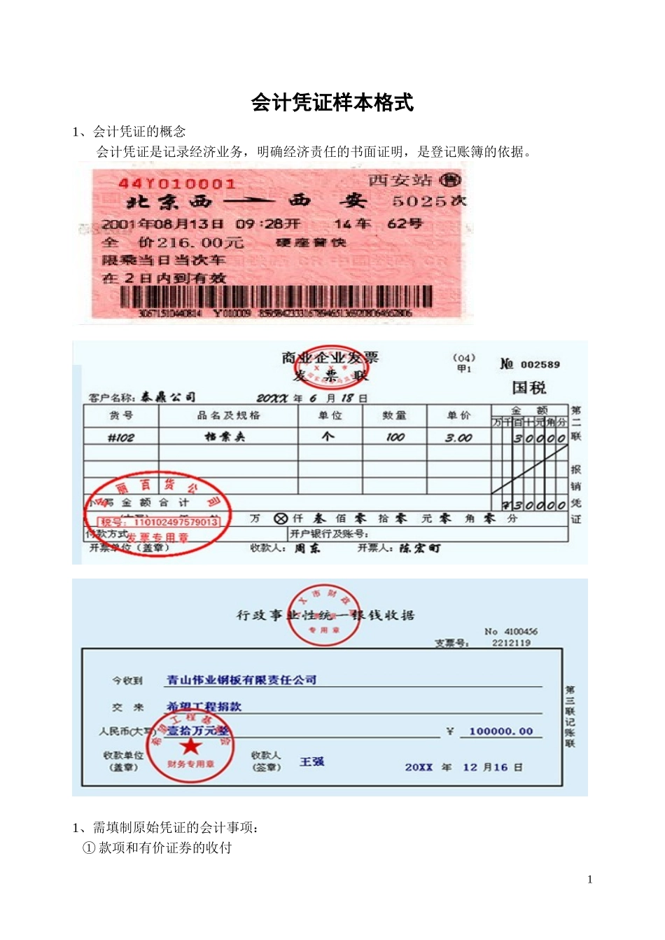 会计各类凭证原始样本格式_第1页