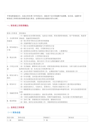 会计工作各岗位工作职责一览表
