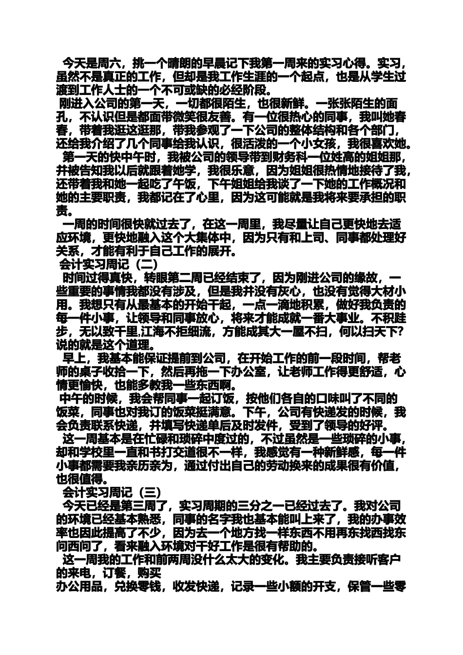 会计顶岗实习周记表_第3页
