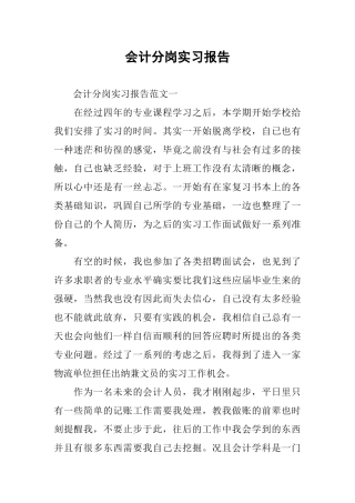 会计分岗实习报告