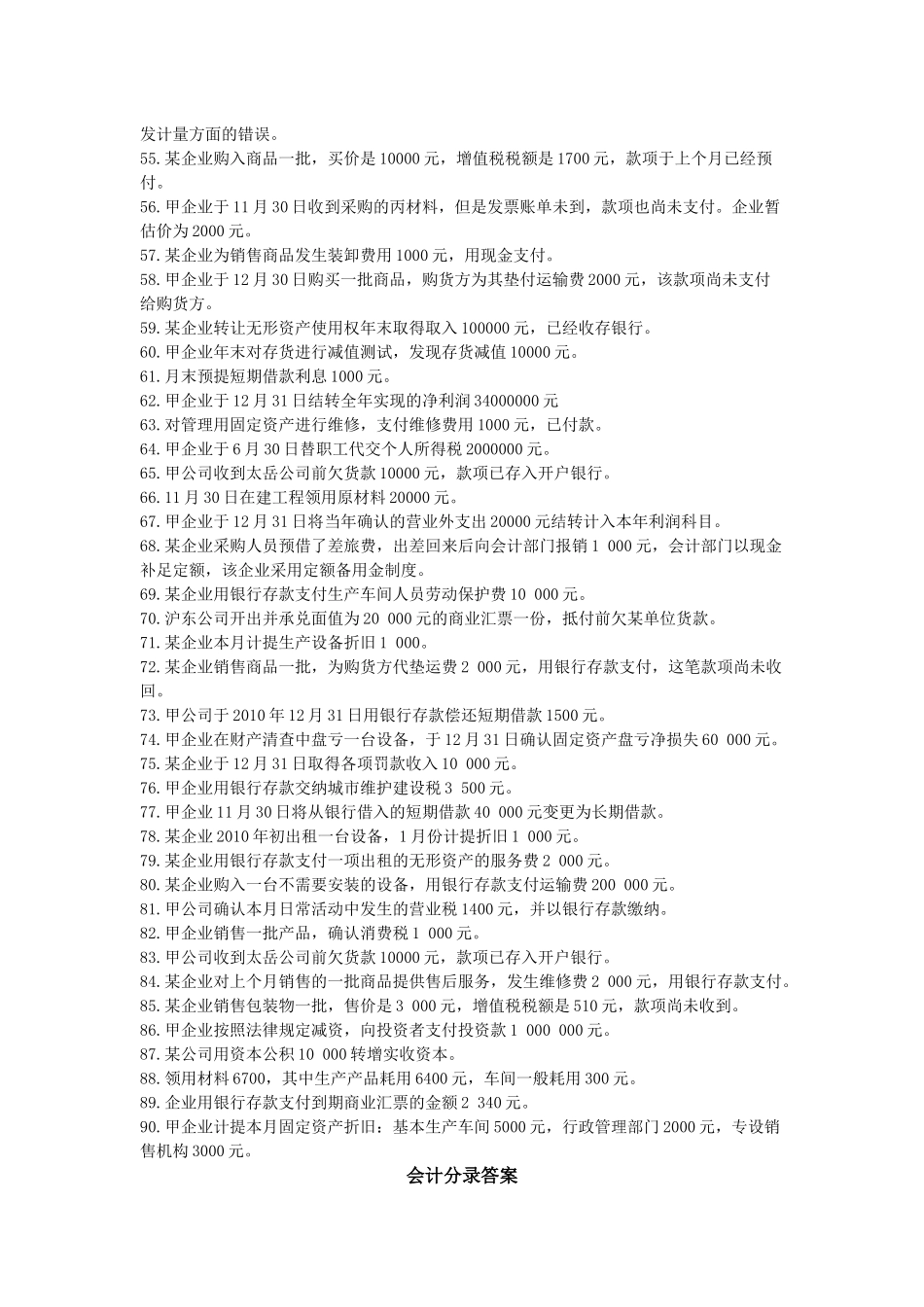 会计分录90-题及答案_第3页