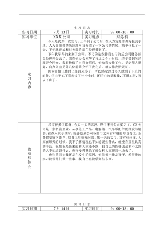 会计实习日志30篇(同名18095)