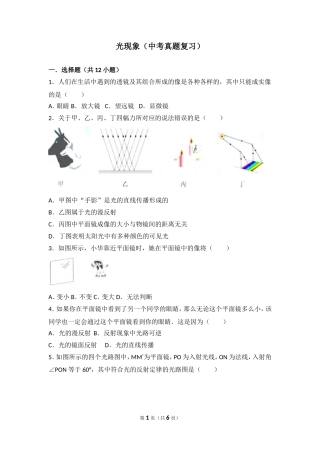 光现象(中考真题复习)