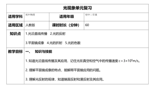 光现象单元复习教案