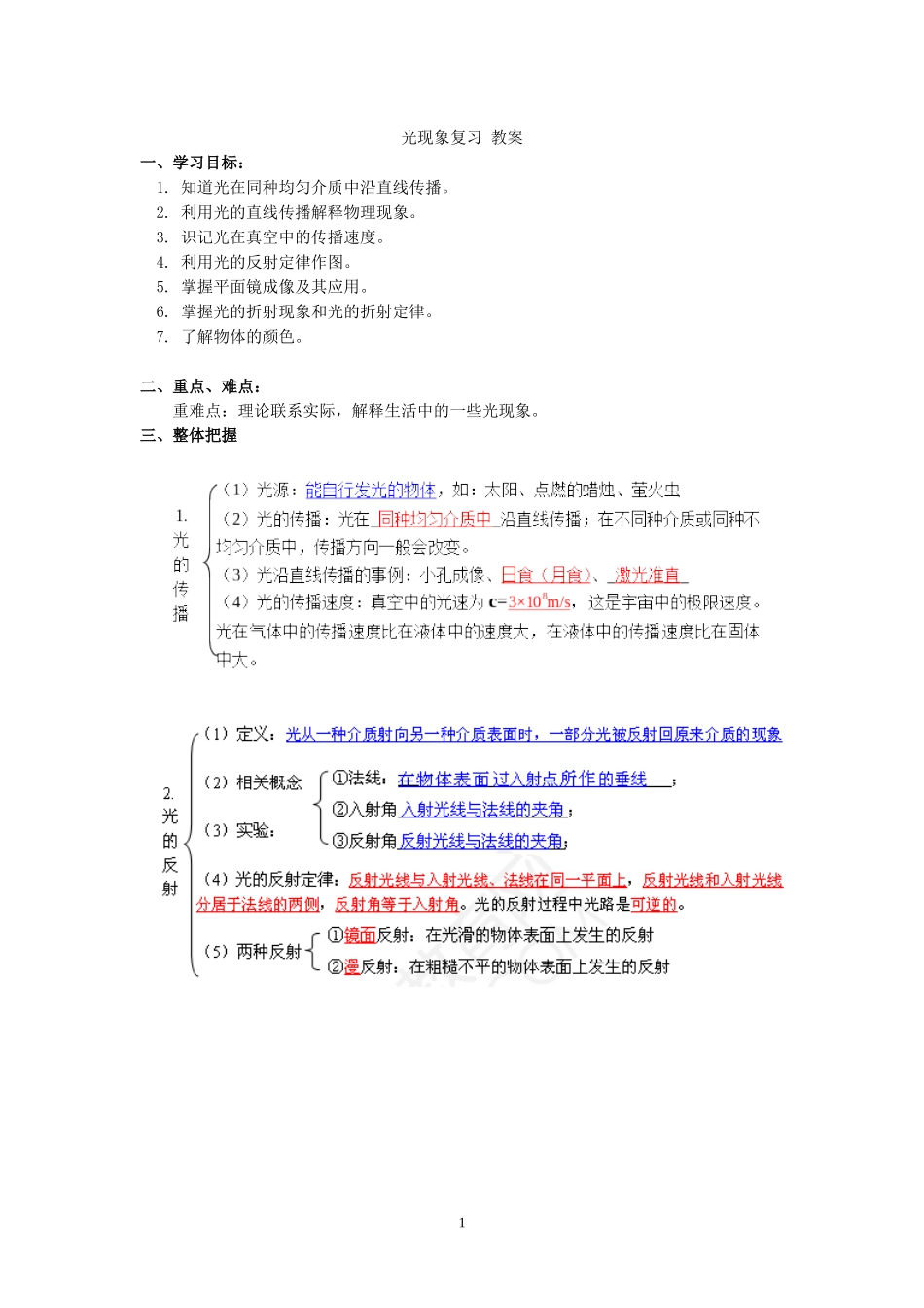 光现象复习教案(同名3907)_第1页