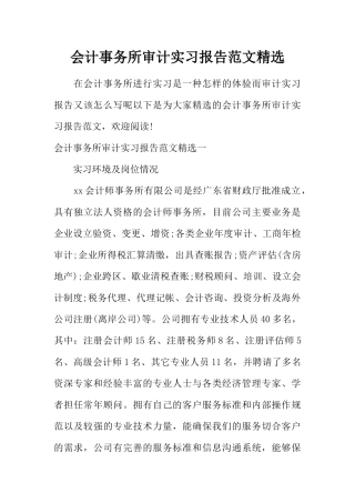 会计事务所审计实习报告范文精选