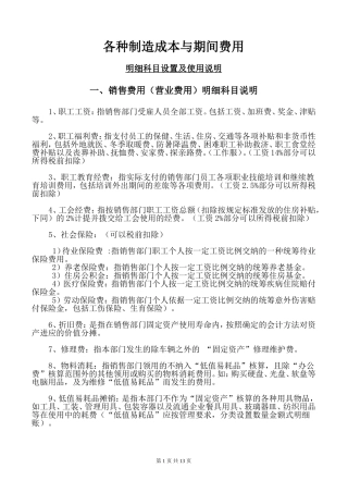 会计科目成本费用类设置说明(同名9050)