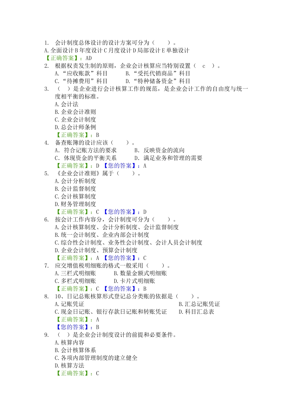 会计制度设计考题汇总_第1页