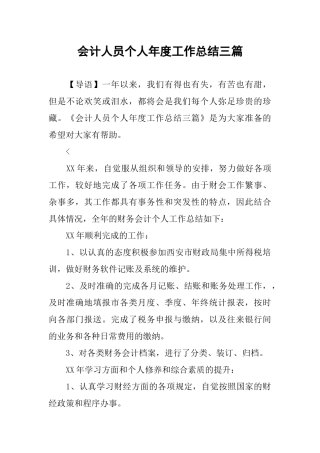 会计人员个人年度工作总结三篇