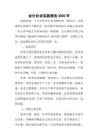 会计社会实践报告3000字