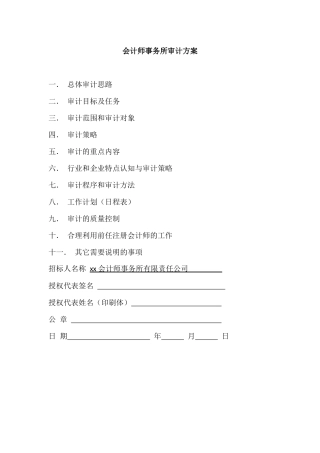 会计师事务所审计方案