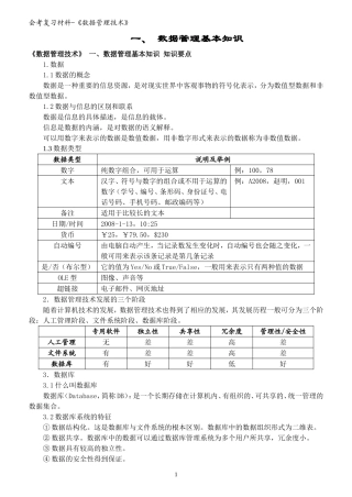 会考复习材料-《数据管理技术》