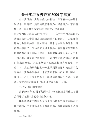 会计实习报告范文5000字范文
