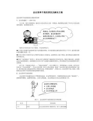 会议效率不高的原因及解决方案