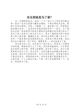 安全到底是为了谁
