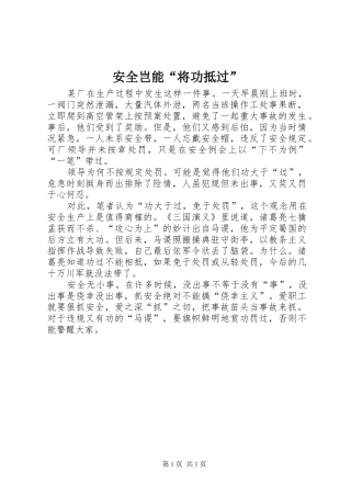 安全岂能将功抵过