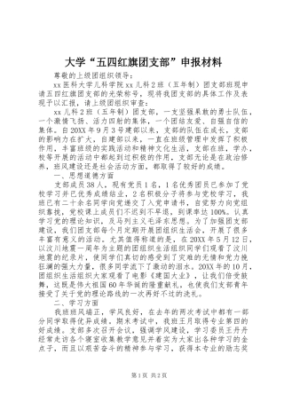 大学五四红旗团支部申报材料