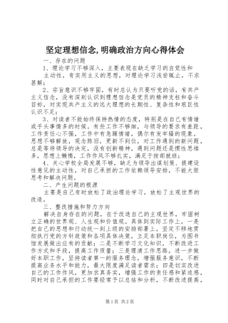 坚定理想信念明确政治方向心得体会