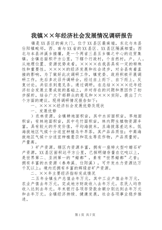 我镇年经济社会发展情况调研报告
