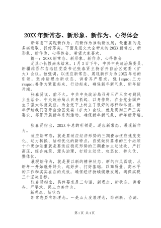 新常态新形象新作为心得体会