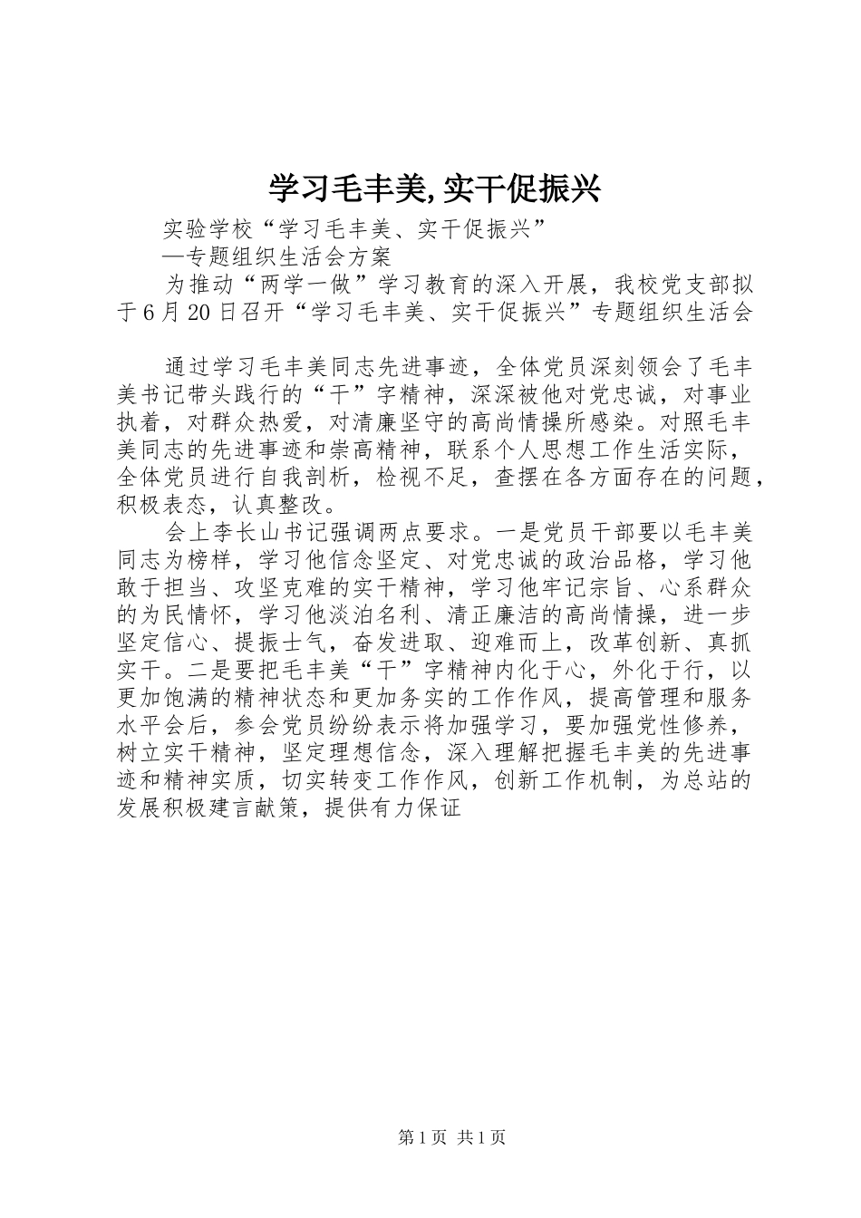 学习毛丰美实干促振兴_第1页