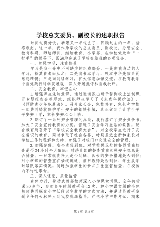 学校总支委员副校长的述职报告