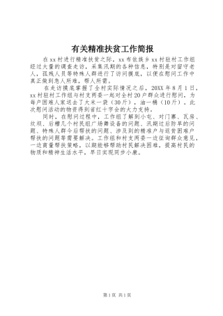 有关精准扶贫工作简报