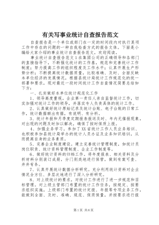 有关写事业统计自查报告范文
