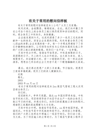 有关于常用的慰问信样板