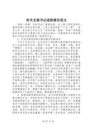 有关支部书记述职报告范文