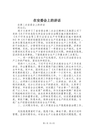 在安委会上的致辞