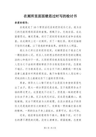 在厕所里面面壁思过时写的检讨书