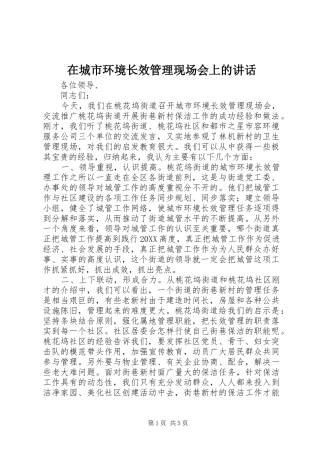 在城市环境长效管理现场会上的致辞