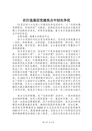 在打造基层党建亮点中创先争优
