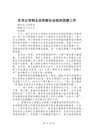 在非公有制企业和新社会组织团建工作