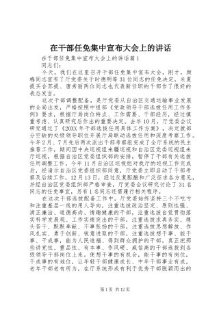 在干部任免集中宣布大会上的致辞