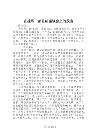 在挂职干部总结座谈会上的发言