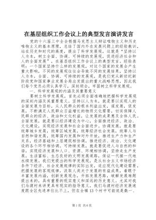 在基层组织工作会议上的典型讲话演讲讲话