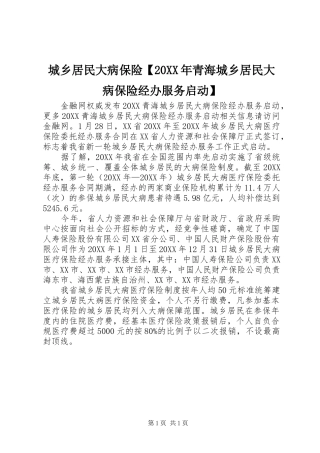 城乡居民大病保险青海城乡居民大病保险经办服务启动