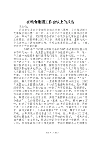 在粮食集团工作会议上的报告
