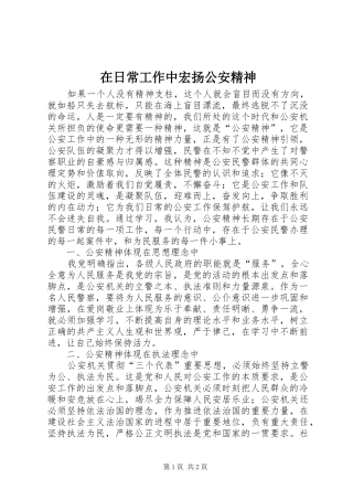 在日常工作中宏扬公安精神