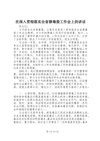在深入贯彻落实全省禁毒委工作会上的致辞