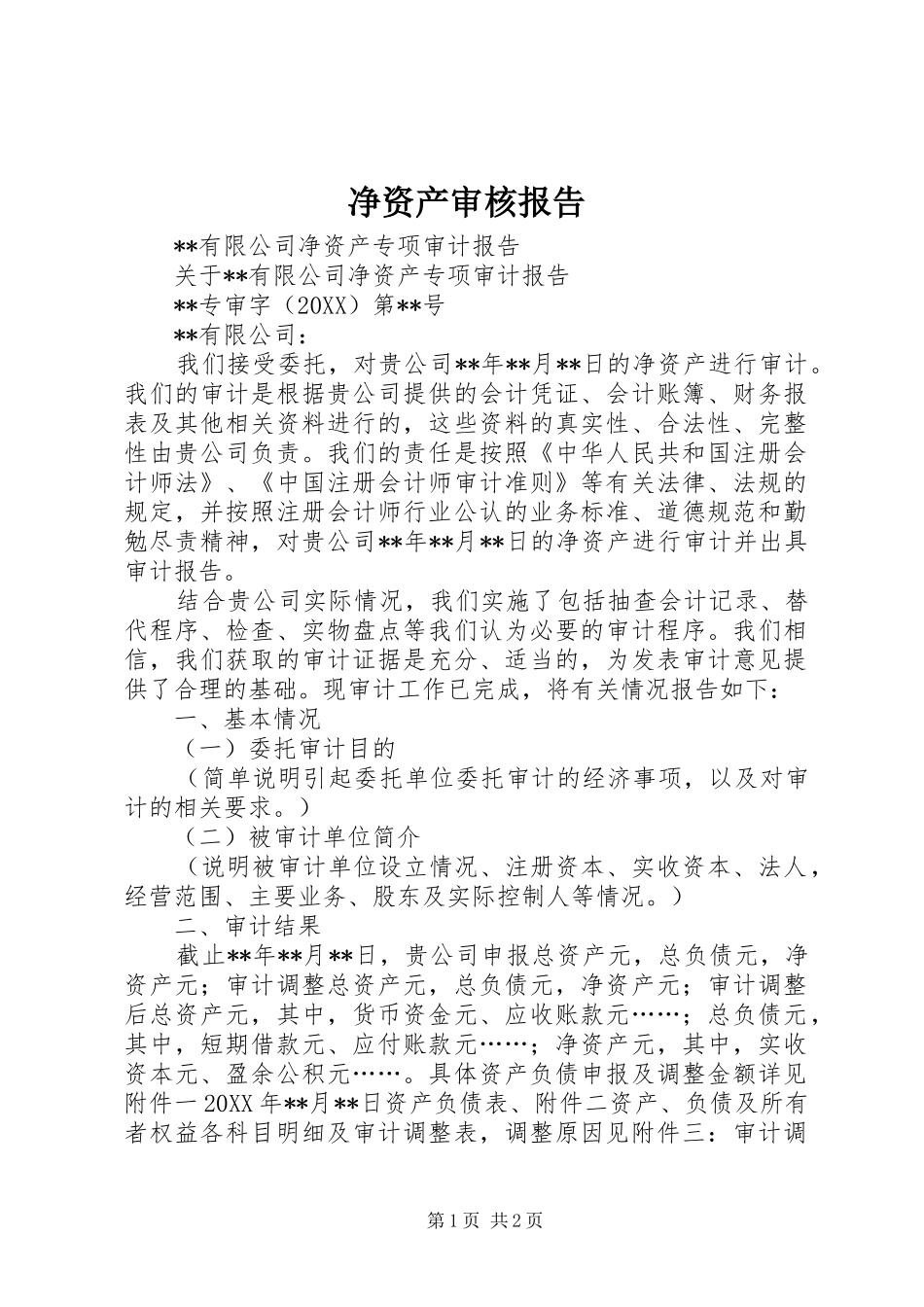 净资产审核报告_第1页