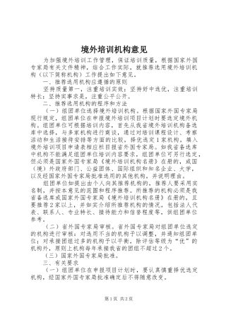 境外培训机构意见