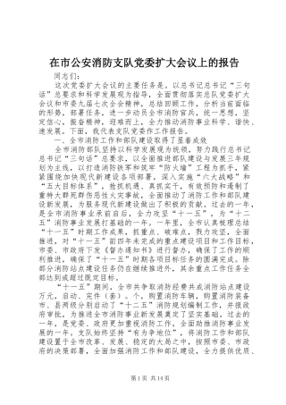 在市公安消防支队党委扩大会议上的报告