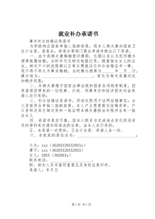 就业补办承诺书